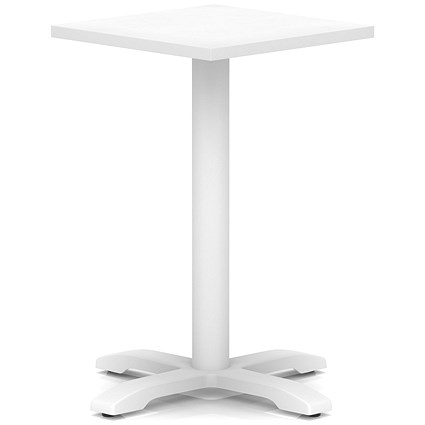 Italia 600mm Poseur Square Table White Top 750mm High White Leg Cross Base