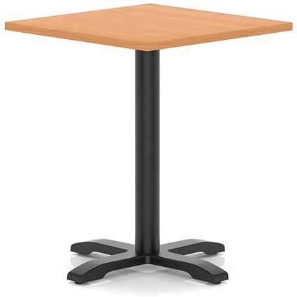 Italia 800mm Poseur Square Table Beech Top 750mm High Black Leg Cross Base