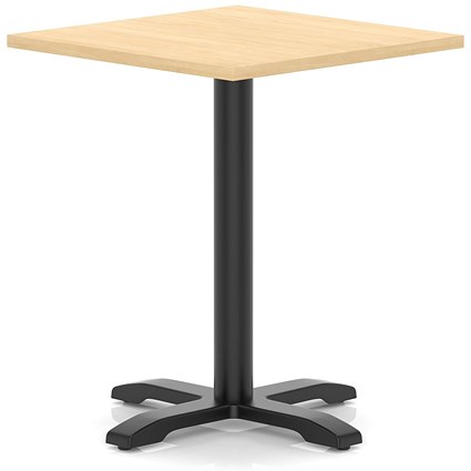 Italia 800mm Poseur Square Table Maple Top 750mm High Black Leg Cross Base