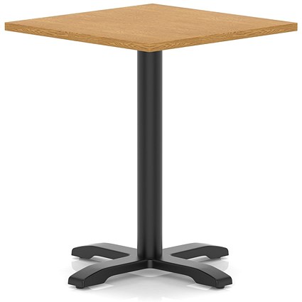 Italia 800mm Poseur Square Table Oak Top 750mm High Black Leg Cross Base