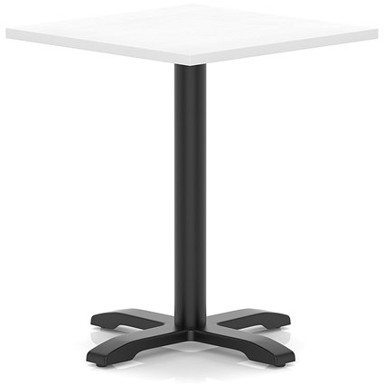 Italia 800mm Poseur Square Table White Top 750mm High Black Leg Cross Base