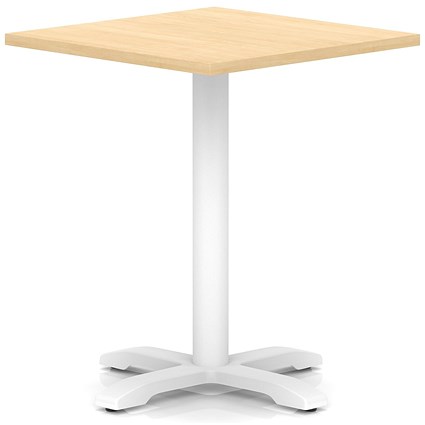 Italia 800mm Poseur Square Table Maple Top 750mm High White Leg Cross Base