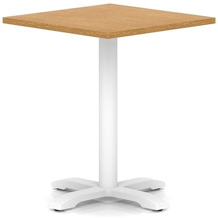 Italia 800mm Poseur Square Table Oak Top 750mm High White Leg Cross Base