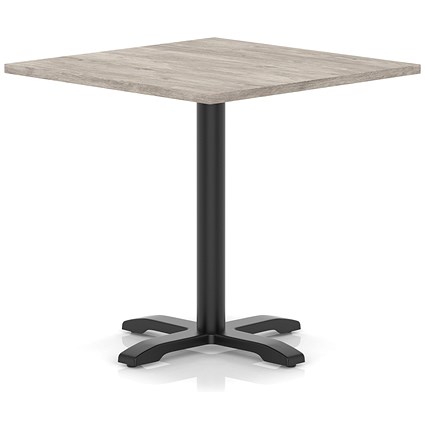 Italia 1000mm Poseur Square Table Grey Oak Top 750mm High Black Leg Cross Base
