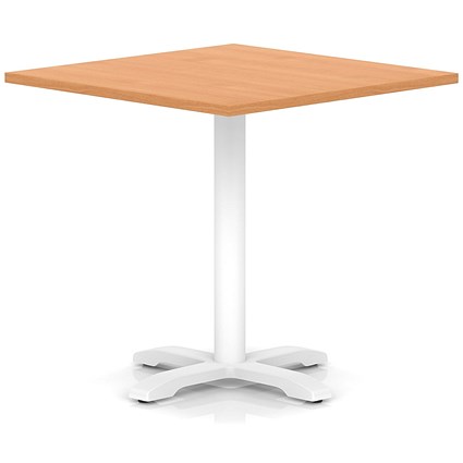 Italia 1000mm Poseur Square Table Beech Top 750mm High White Leg Cross Base