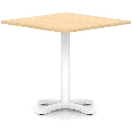 Italia 1000mm Poseur Square Table Maple Top 750mm High White Leg Cross Base