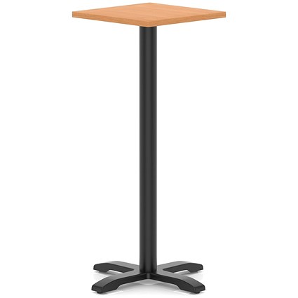 Italia 600mm Poseur Square Table Beech Top 1170mm High Black Leg Cross Base