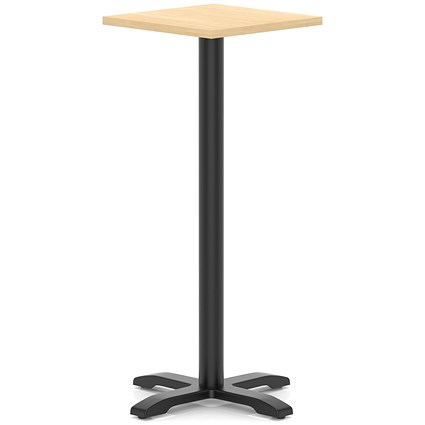 Italia 600mm Poseur Square Table Maple Top 1170mm High Black Leg Cross Base