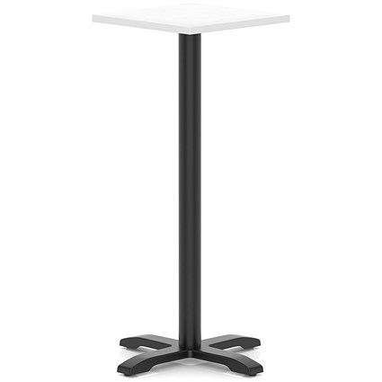 Italia 600mm Poseur Square Table White Top 1170mm High Black Leg Cross Base