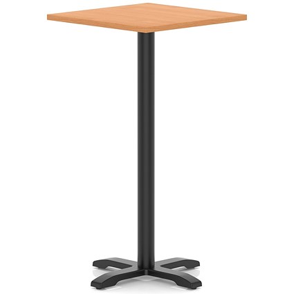 Italia 800mm Poseur Square Table Beech Top 1170mm High Black Leg Cross Base