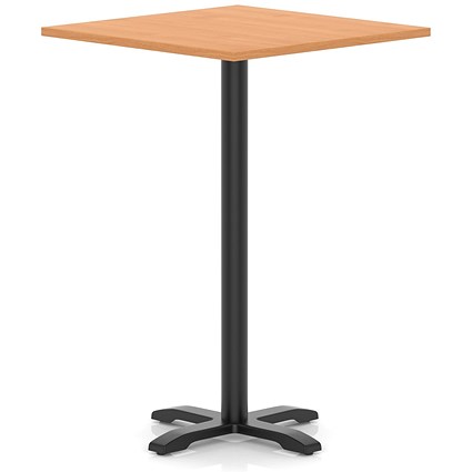 Italia 1000mm Poseur Square Table Beech Top 1170mm High Black Leg Cross Base
