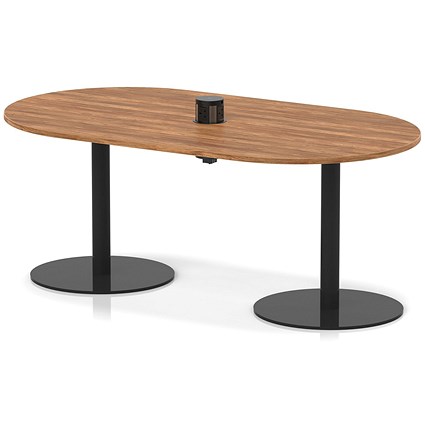 Italia Volta 1800mm Poseur Boardroom Table With Pop-up Power Module Walnut Top 720mm High Black Leg