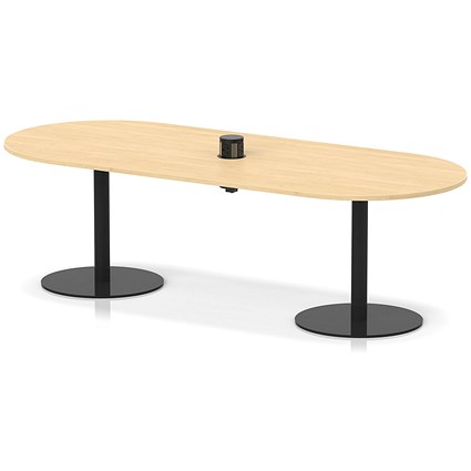 Italia Volta 2400mm Poseur Boardroom Table With Pop-up Power Module Maple Top 720mm High Black Leg