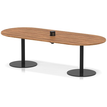 Italia Volta 2400mm Poseur Boardroom Table With Pop-up Power Module Walnut Top 720mm High Black Leg
