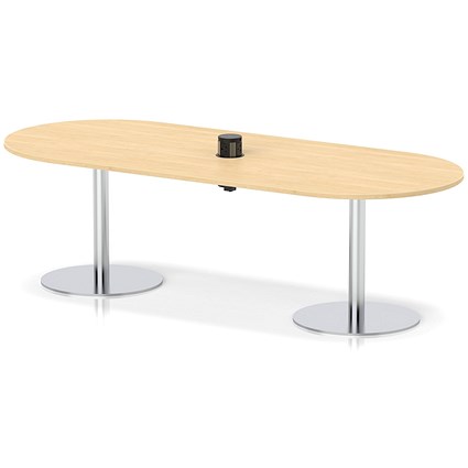 Italia Volta 2400mm Poseur Boardroom Table With Pop-up Power Module Maple Top 720mm High Silver Leg