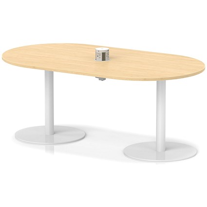 Italia Volta 1800mm Poseur Boardroom Table With Pop-up Power Module Maple Top 720mm High White Leg