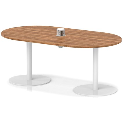 Italia Volta 1800mm Poseur Boardroom Table With Pop-up Power Module Walnut Top 720mm High White Leg