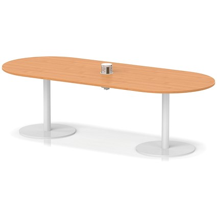 Italia Volta 2400mm Poseur Boardroom Table With Pop-up Power Module Beech Top 720mm High White Leg