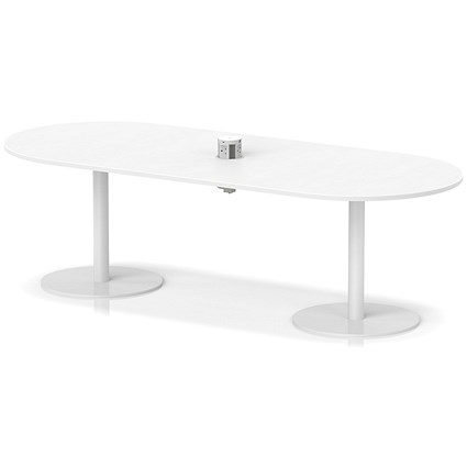 Italia Volta 2400mm Poseur Boardroom Table With Pop-up Power Module White Top 720mm High White Leg