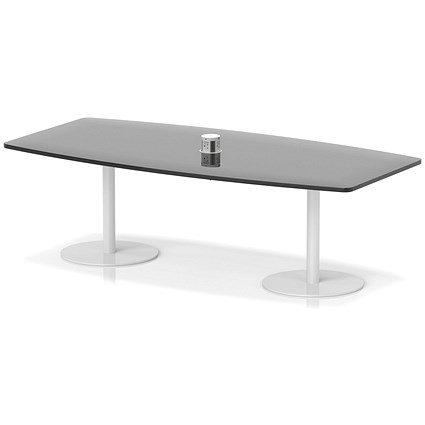 Italia Volta 2400mm Poseur High Gloss Table With Pop-up Power Module Black Top 725mm High White Leg