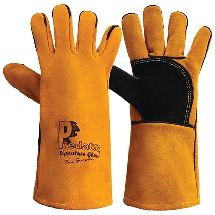 Pred 4 Signature Heavy Duty Split Leather Mig Gauntlet 1 Pair Gold 11
