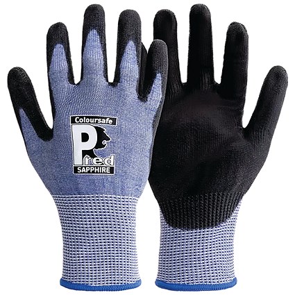 Pred Sapphire Cut F Safety Gloves Polyurethane Palm 1 Pair Blue/Black 9