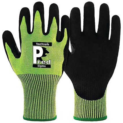 Pred Sigma Cut D Safety Gloves Sandy Nitrile Palm 1 Pair Green/Black 7