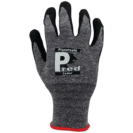 Pred Cedar Cut 1 Safety Gloves Nitrile Palm Coating 1 Pair Black/Grey 9