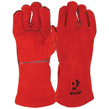 Pred Thunder Cut 2 Split Leather Gauntlet 1 Pair Red 11 (Pack of 10)