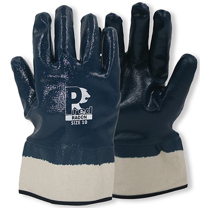 Pred Radon Heavy Duty Nitrile Coated Safety Gloves 1 Pair Blue 10 (Pack of 10)