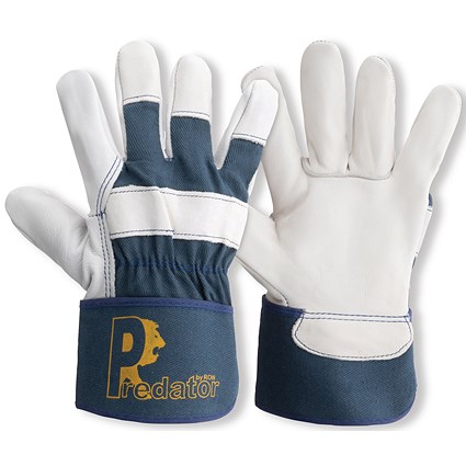 Predator Prestige Hide Rigger Gloves 1 Pair Ivory/Blue 10 (Pack of 10)