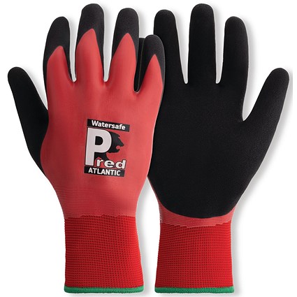 Pred Atlantic Watersafe Cut 1 Safety Gloves 1 Pair Red/Black 9 (Pack of 10)