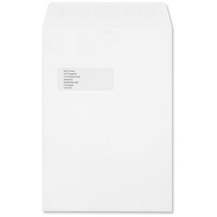 Croxley Script C4 Pocket Envelopes with Window / Pure White / Peel & Seal / Pack of 250