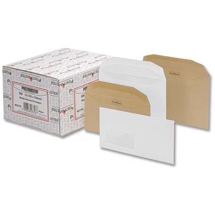 Postmaster Envelopes Wallet Gummed 90gsm White C5 [Pack 500]