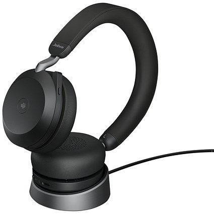 Jabra Evolve2 75 USB-C Headset with Charging Stand Unified Communication Version Black 27599-989-889 Jabra Evolve2 75 USB-C Headset with Charging Stand Unified Communication Version Black 27599-989-889