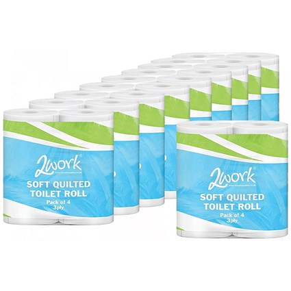 2Work Luxury Quilted Toilet Roll, 3-Ply, Pack of 40 2Work Luxury Quilted Toilet Roll, 3-Ply, Pack of 40