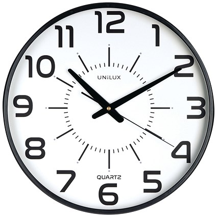 Unilux Maxi Pop Battery Clock Black