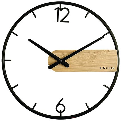 Unilux Circle Wall Clock Black/Bamboo