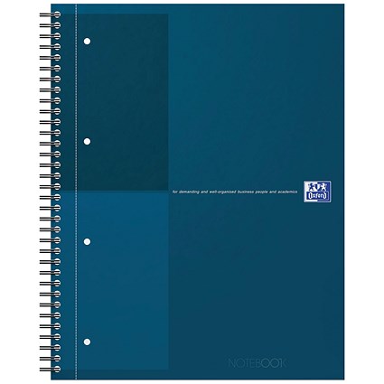 Oxford Hardback Twin Wire Notebook, A4+, Ruled, 160 Pages, Petrol Blue