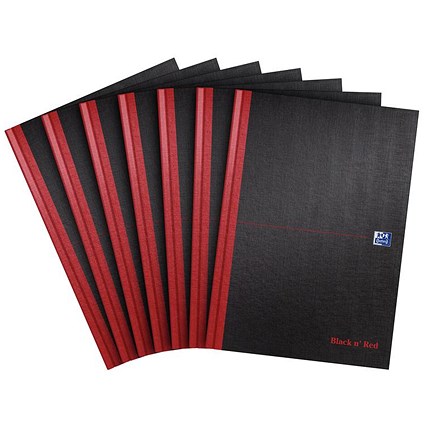 Black n' Red Casebound Notebook, A4, Ruled, 192 Pages, Pack of 5 - Get 2 Extra Books Free