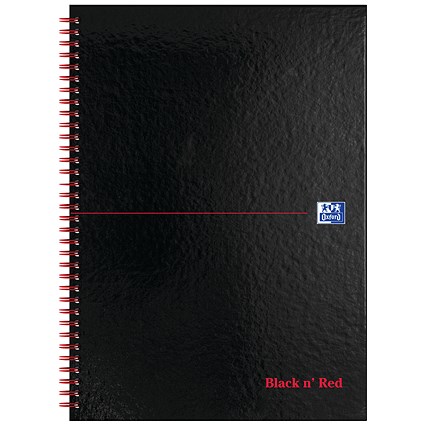 Black n' Red Wirebound Hardback Notebook, A4, 140 Pages, Pack of 2