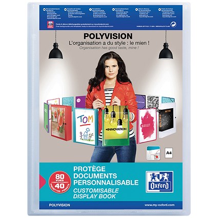 Oxford Display Book Polyvision 40 Pocket PP A4 Clear