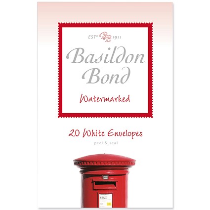 Basildon Bond Envelopes, Peel and Seal, White, 95 x 143mm, 10 Packs of 20