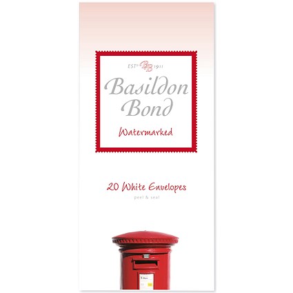 Basildon Bond Envelopes, White, 89 x 187mm, 10 Packs of 20 Envelopes(200 in total)