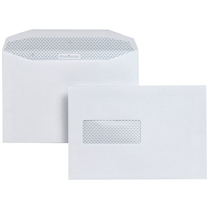 Postmaster Envelope 162x238mm, High Window, Gummed, 90gsm, Pack of 500