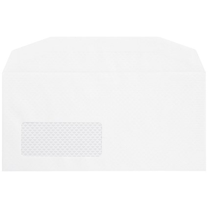 Postmaster DL Wallet Envelopes with Window, 90gsm, Gummed, White, Pack of 500