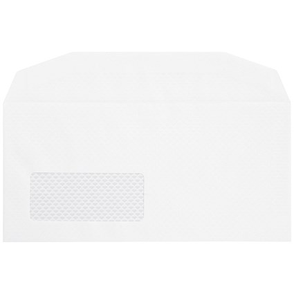 Postmaster DL Wallet Envelopes with Window, 90gsm, Gummed, White, Pack of 500