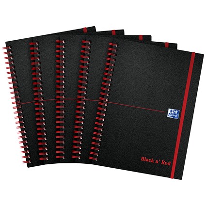 Black n' Red Wirebound Polypropylene Notebook, A5, Ruled, 140 Pages, Pack of 5 Black n' Red Wirebound Polypropylene Notebook, A5, Ruled, 140 Pages, Pack of 5