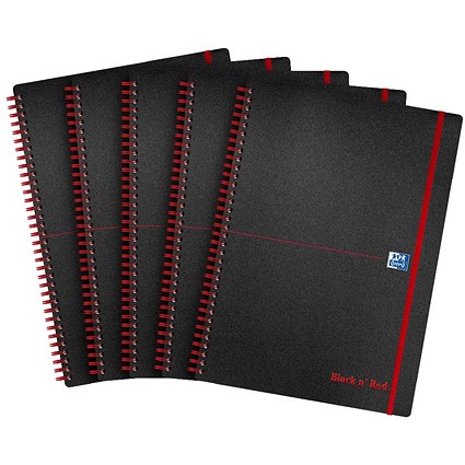 912947 Notebook Black n' Red Recycled Wirebound Polypropylene Notebook, A4, Ruled ...