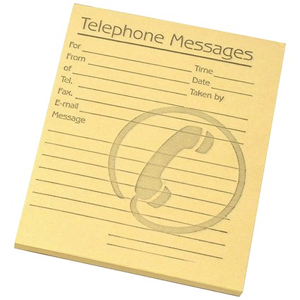 Challenge Telephone Message Pad, 80 Sheets, 127x102mm, Yellow Paper, Pack of 10